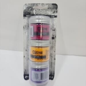 Tim holtz Distress Embossing Glaze 3 set- .49 oz each, purple yellow red New